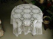 Vintage Hand Crochet White Cotton Table Cloth 54